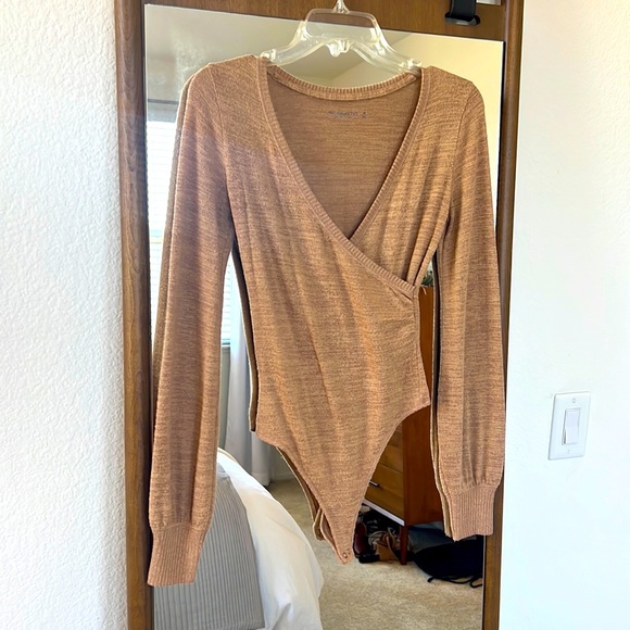 Abercrombie Heathered Camel Bodysuit Sweater Top - Picture 1 of 2